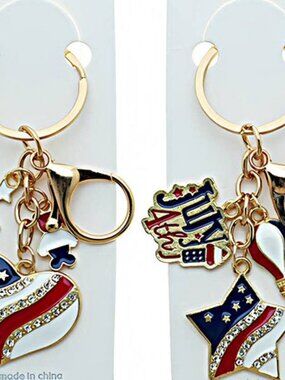 Quantity of 4:  4th of July Keychain/Bag Charms